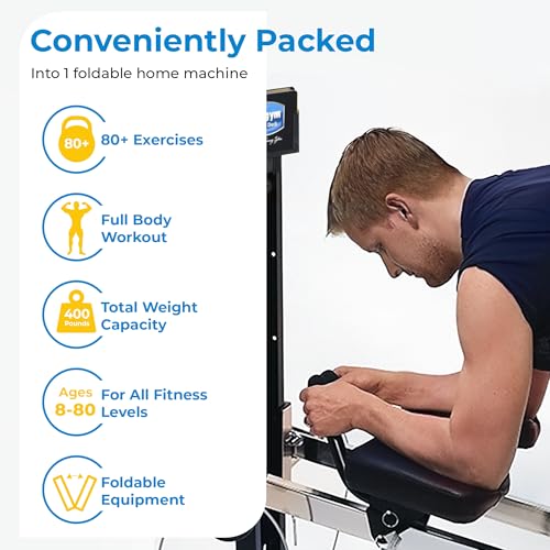 Total Body Training Home Gym Workout Machine with Squat Stand, Leg Pull, 2 Ankle Cuffs, and Exercise Chart M61976