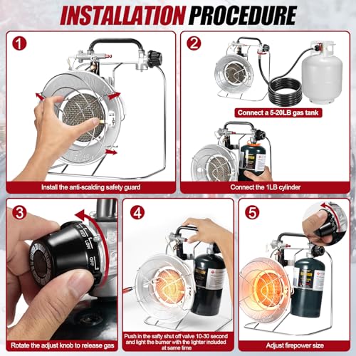 18,000 BTU Portable Propane Heater with 8.8 FT Hose P55936