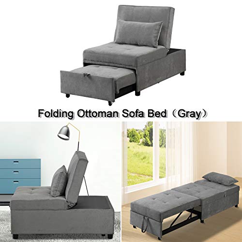 4 in 1 Faux Leather Convertible Sofa Bed with Pillow Y8255
