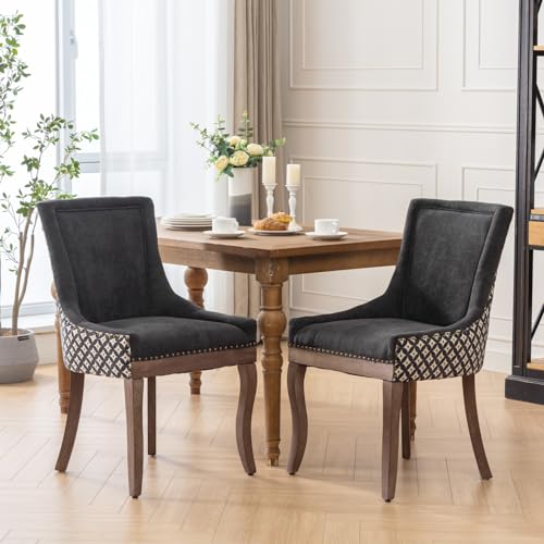 Wine Red Solid Wood Upholstered Dining Chairs Set of 4 U30594