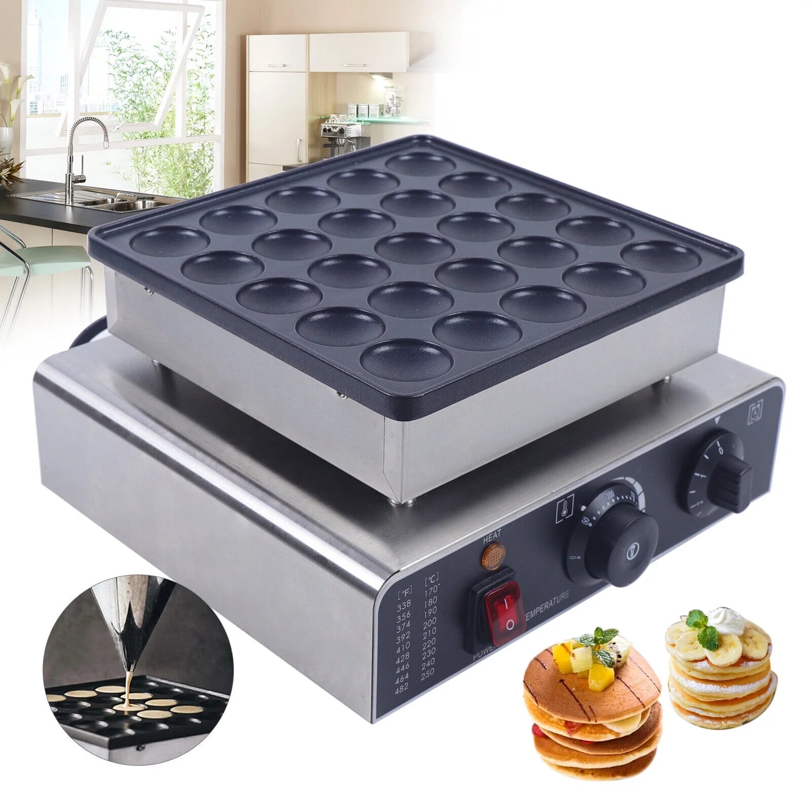 800W Commercial Nonstick Waffle Maker M32943