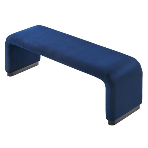 60" Performance Velvet Waterfall Long Bench in Black Moss Green U945