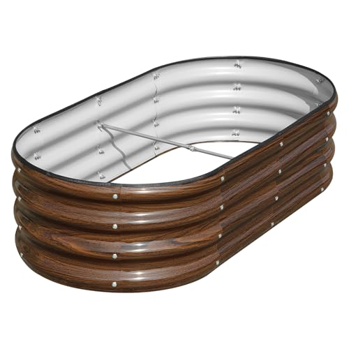 Galvanized Raised Garden Bed, 4x2x1ft Oval Metal Planter Box J111