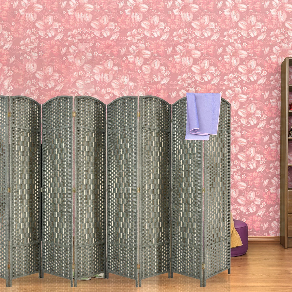5.7ft Grey Wood Room Divider 8 Panels J874357