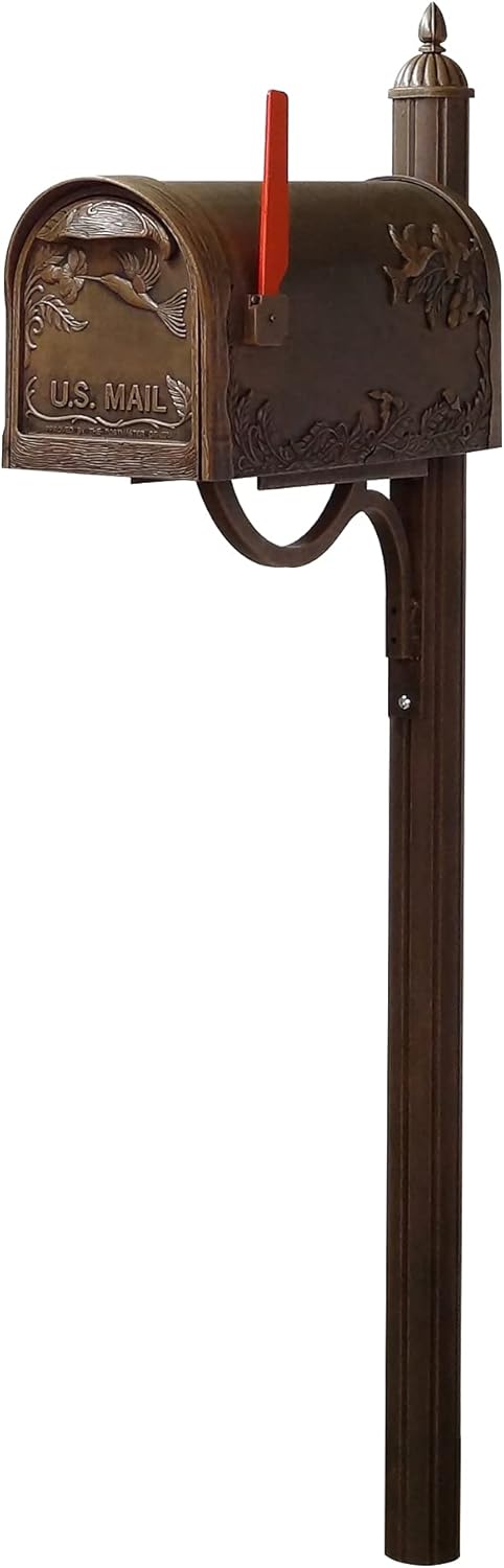 Copper Hummingbird Mailbox with Locking Insert and Mailbox Post P28720