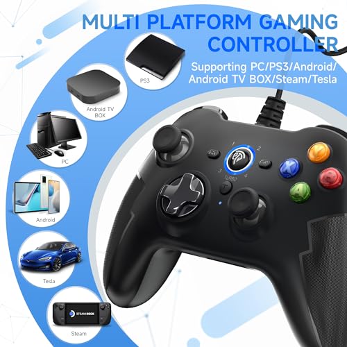 Wired Gaming Controller with Dual-Vibration Turbo and Trigger Buttons K17190