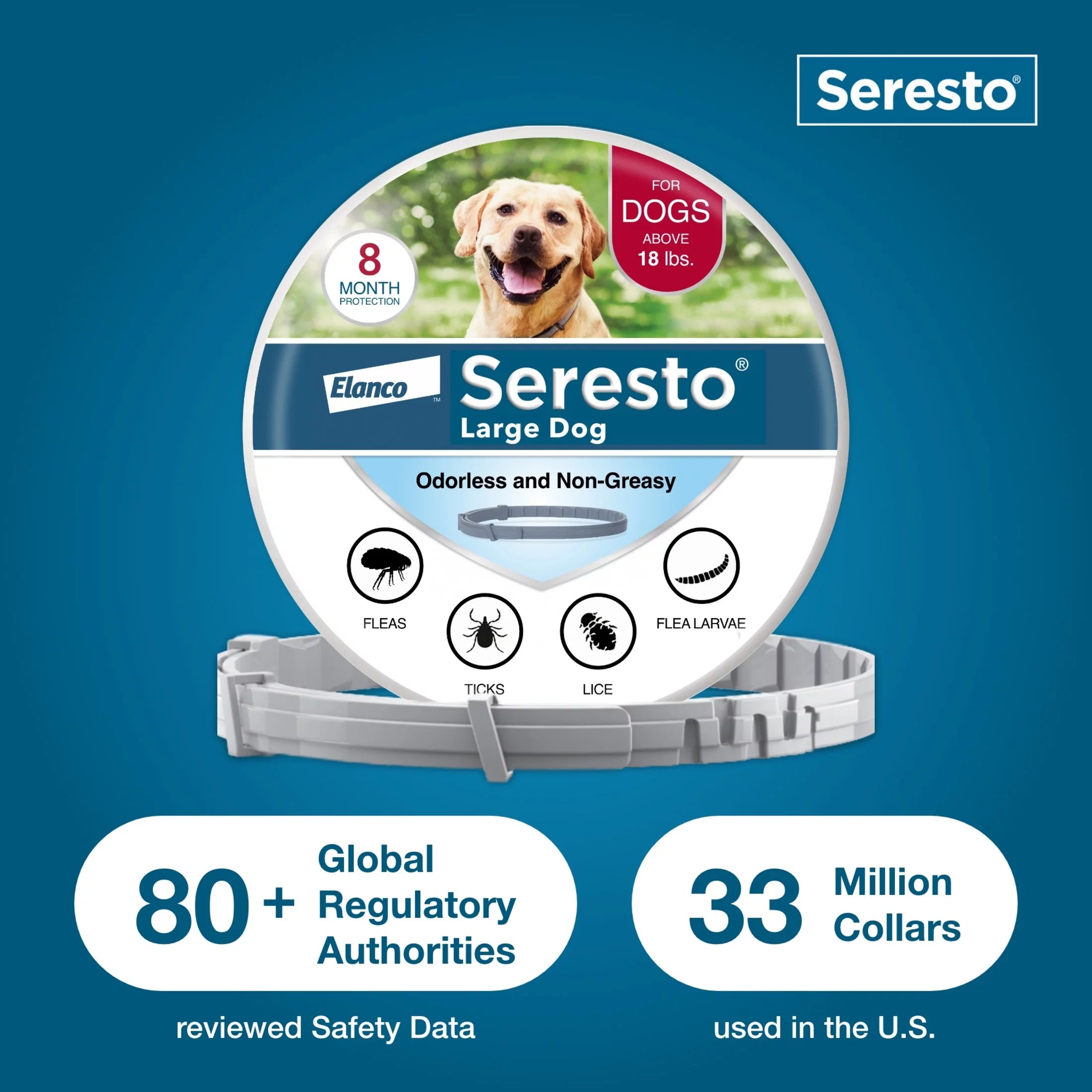 (2 pack) 8-Month Flea & Tick Prevention Collar for Large Dog C76783