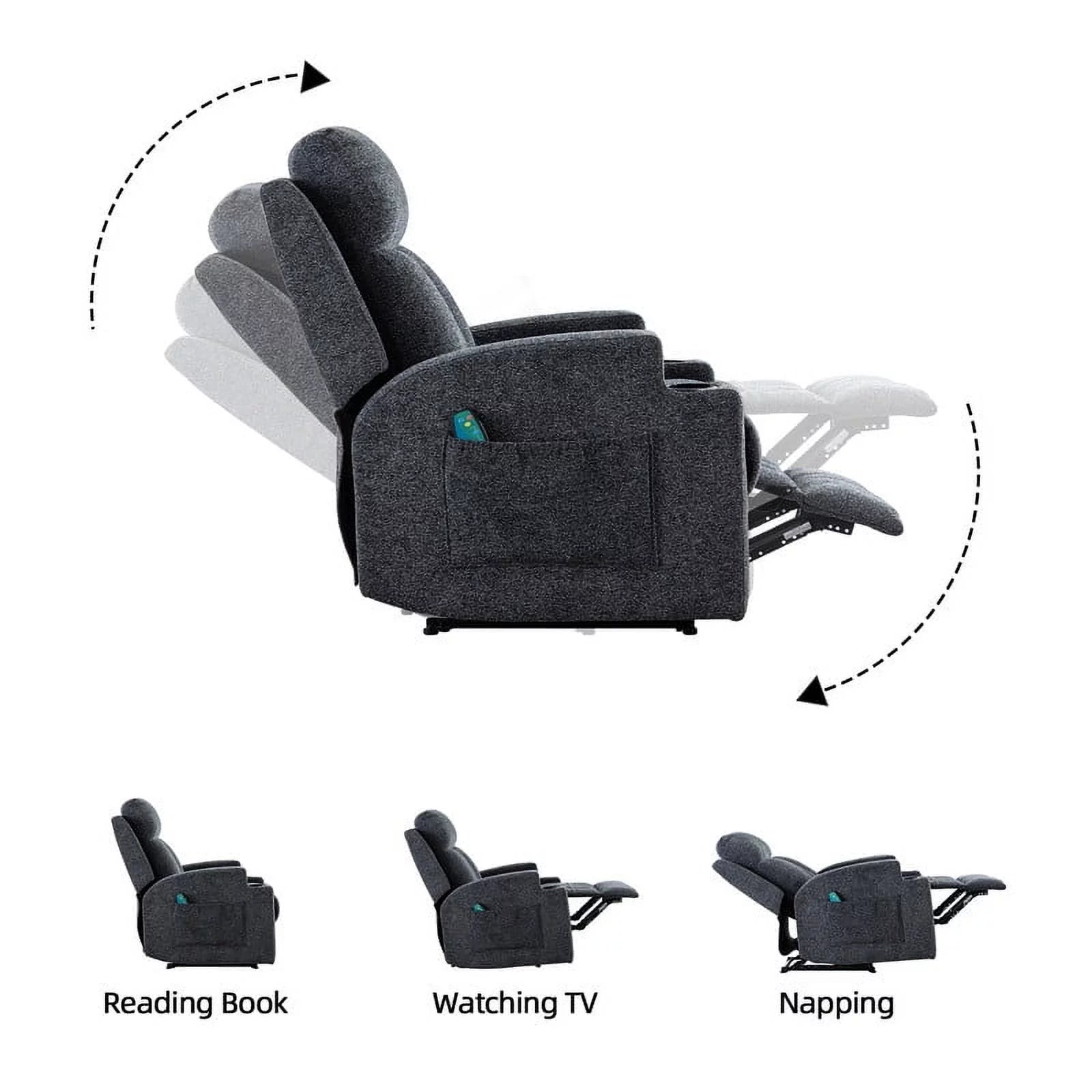 Manual Massage Recliner Chair with Heat, Side Pockets and Cup Holders, Overstuffed Breathable Fabric Reclining Chair, Single Sofa Q27019