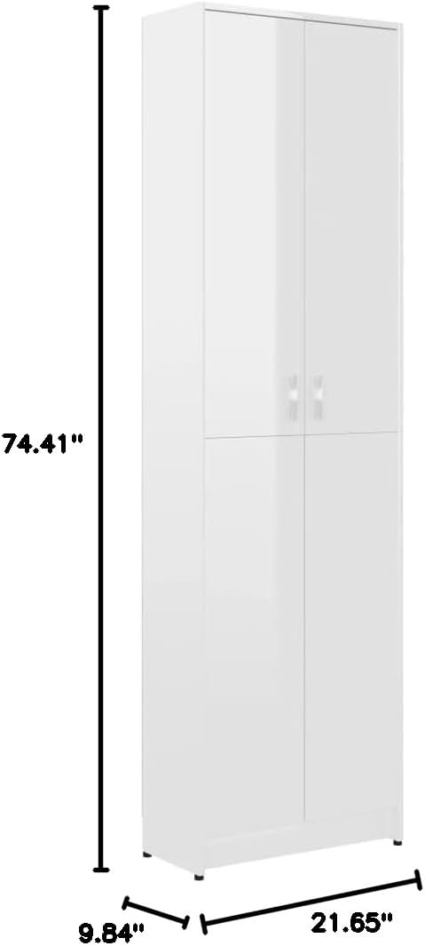 High Gloss White Engineered Wood Wardrobe E33145