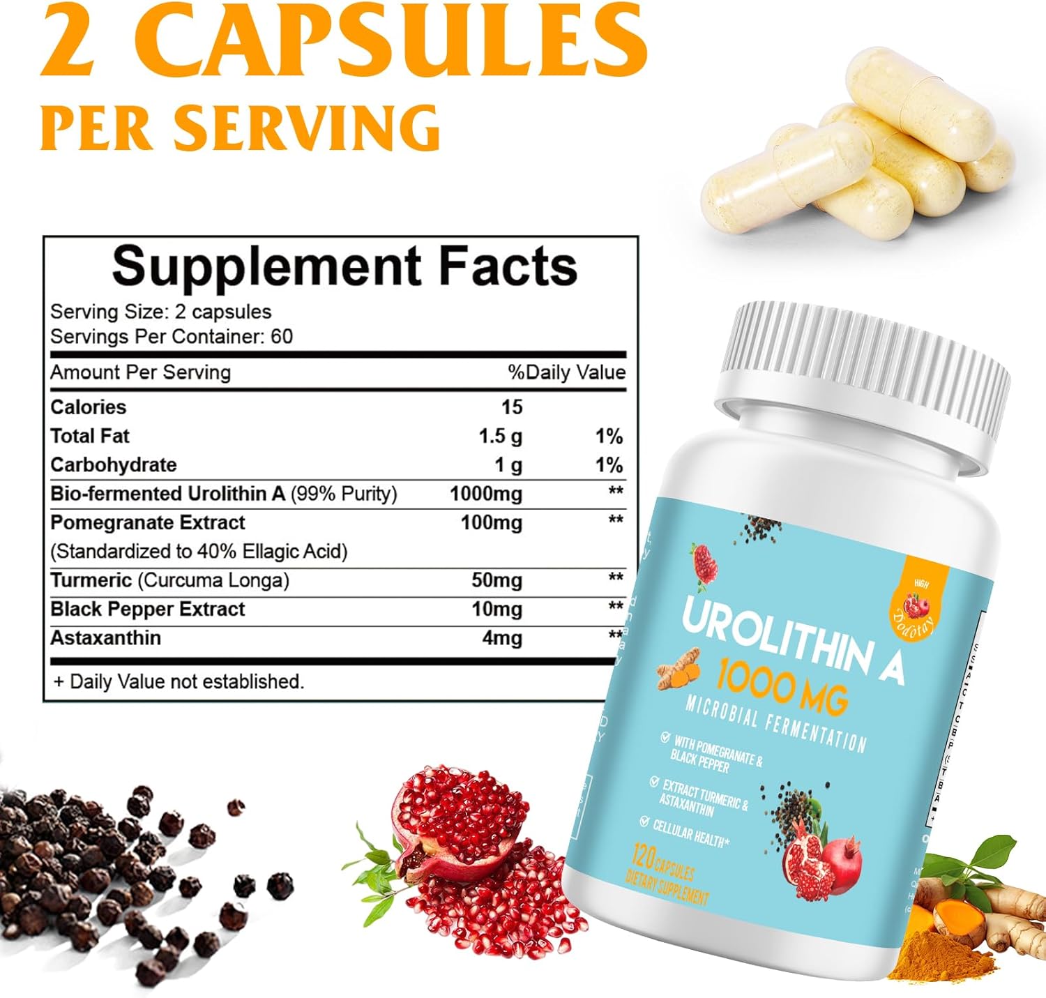 1000mg Urolithin A 120 Capsules V598198