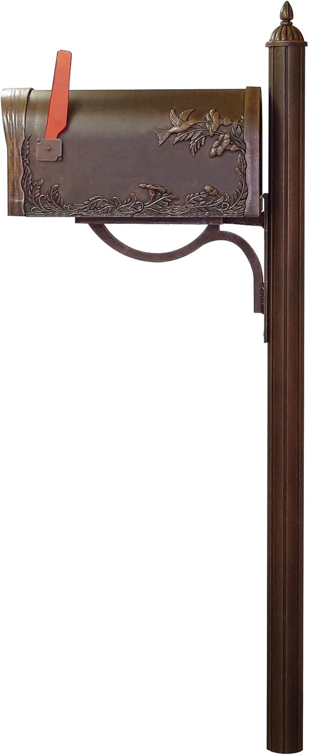Copper Hummingbird Mailbox with Locking Insert and Mailbox Post P28720