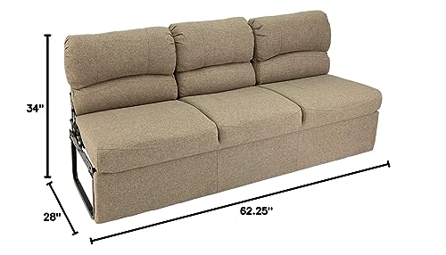 62" RV Jackknife Sleeper Sofa with Drop-Down Console Cloth Fabric E8229