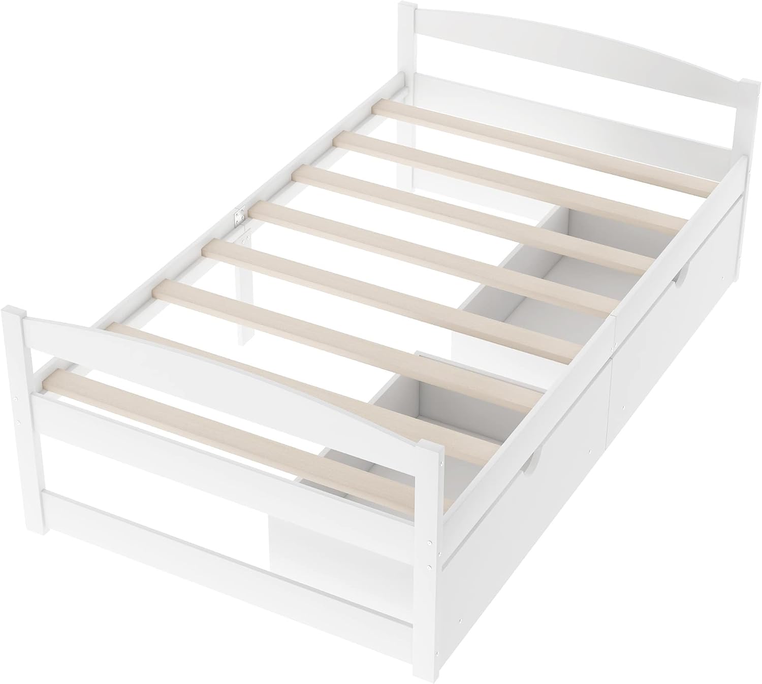 White Twin Size Wood Daybed with 2 Drawers N372
