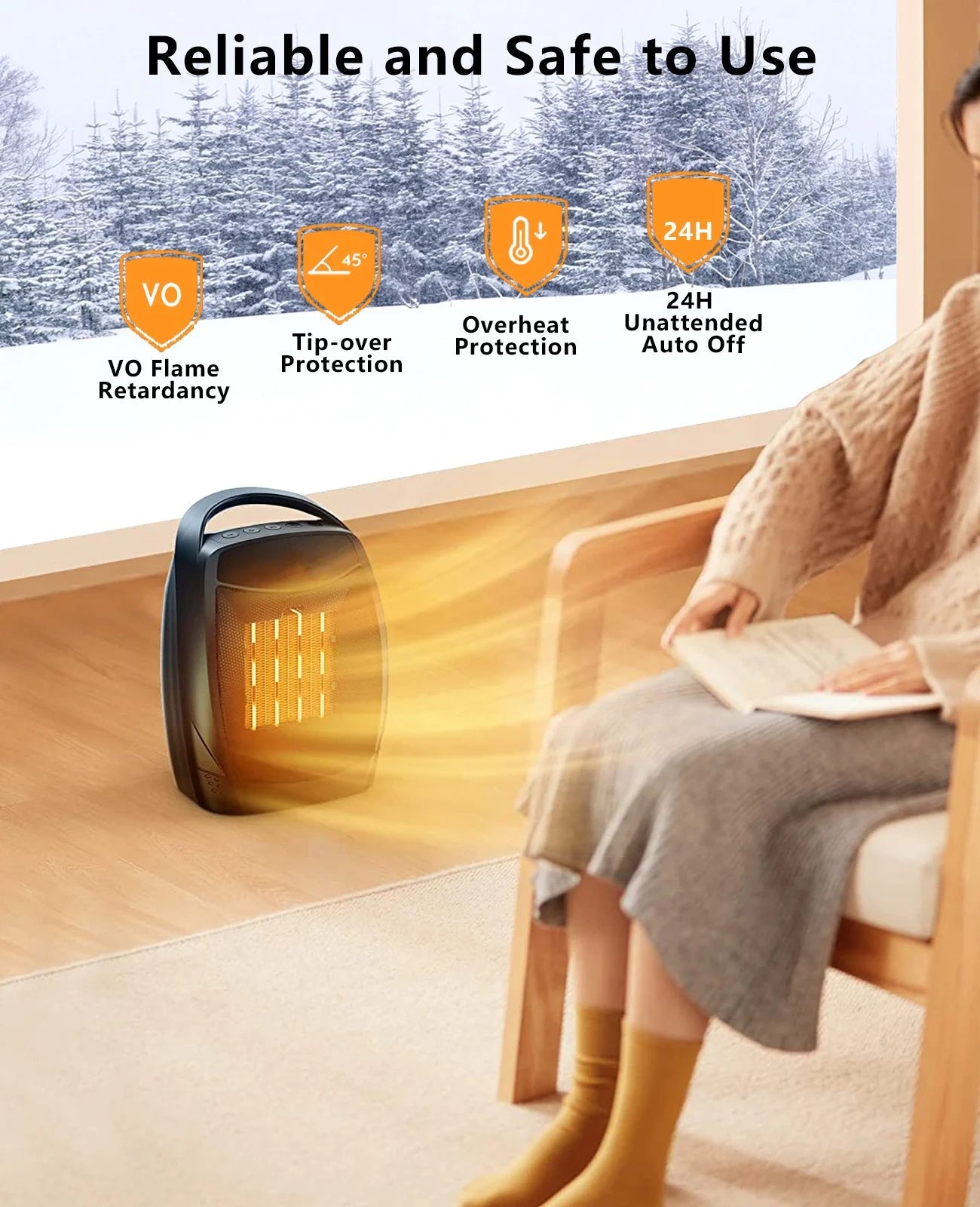Small Portable Electric Space Heater with 4 Modes J451677