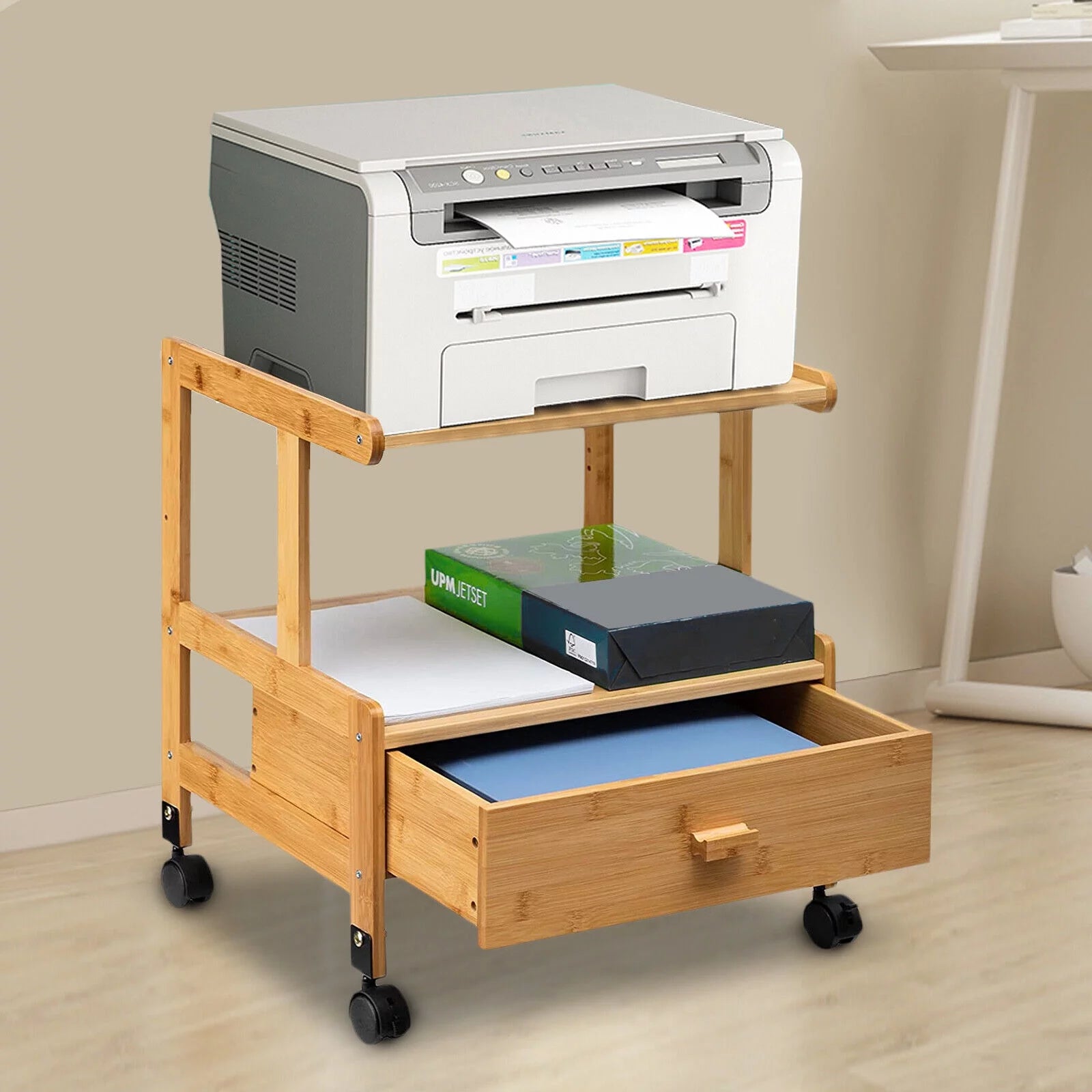 2-Tier Mobile Printer Stand with Wheels N25823