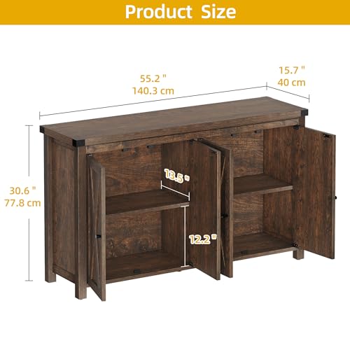 Oak Sideboard Buffet Cabinet with Storage and Doors S314257