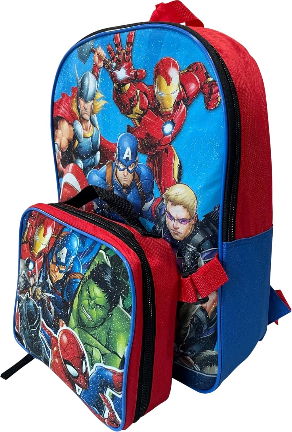 15 Inch Kids Backpack With Removable Lunch Box Set (Red-Blue) A678