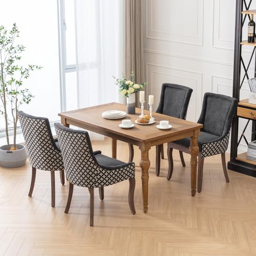Wine Red Solid Wood Upholstered Dining Chairs Set of 4 U30594
