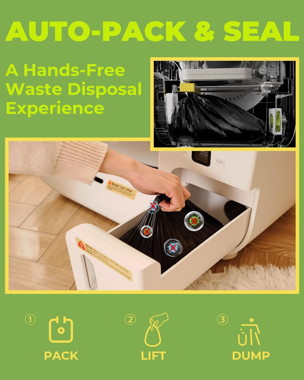 Automatic Self Cleaning Cat Litter Box with Trash Bags R6722