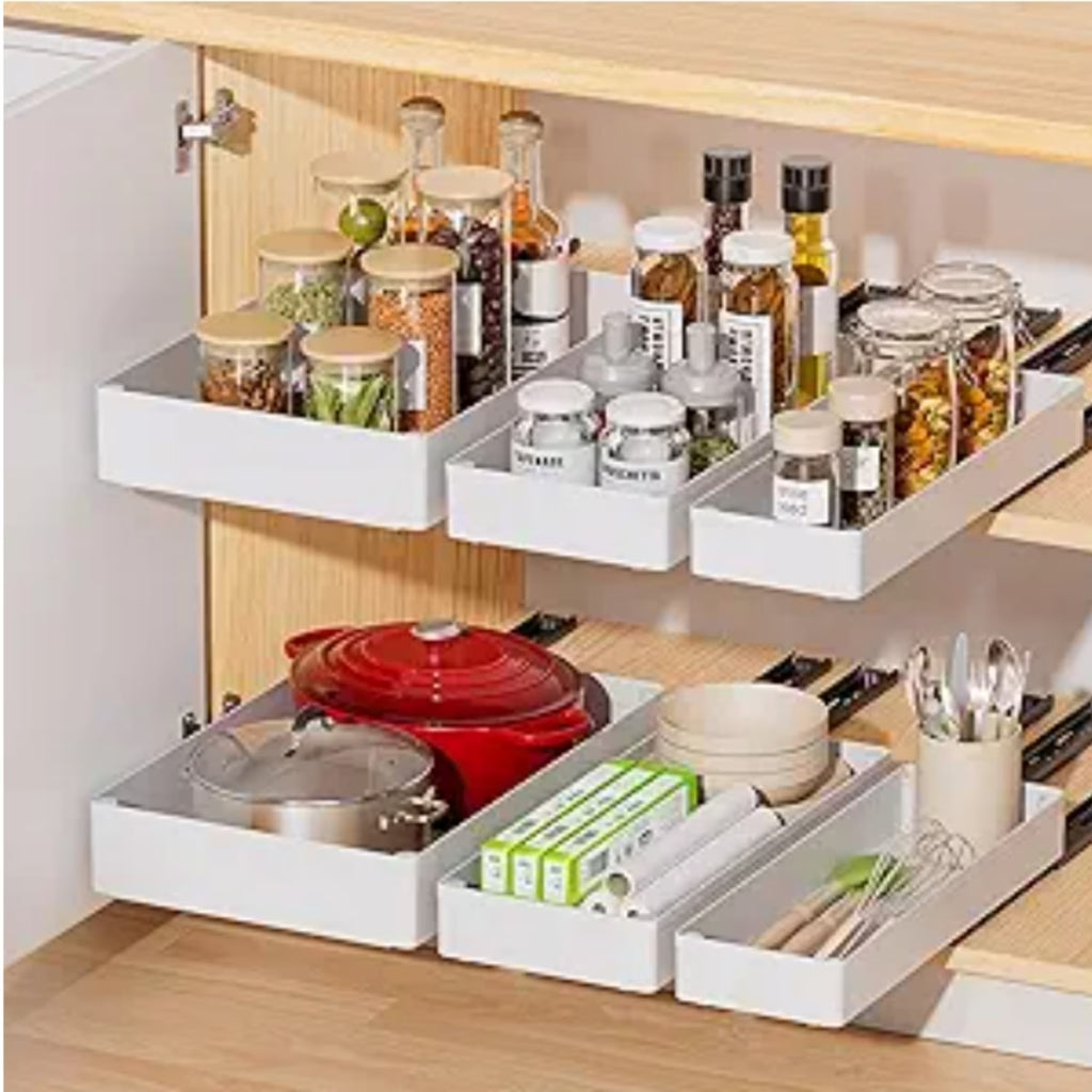 3 Pack Pull Out Cabinet Organizer, 15.7 Deep Slide Out Drawers Shelf Storage K54287