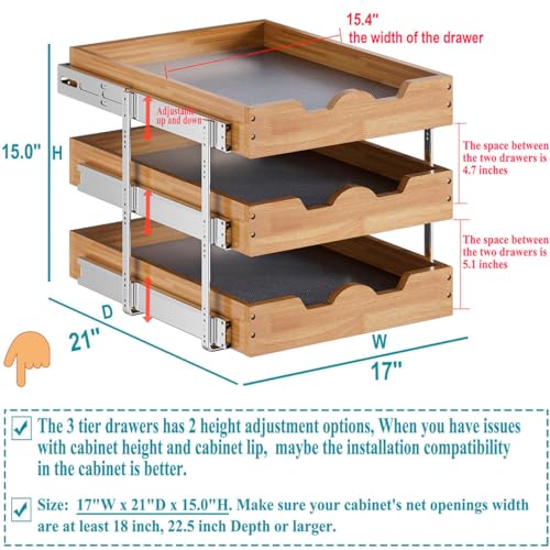 2 Tier Pull Out Wood Cabinet Organizer X832218