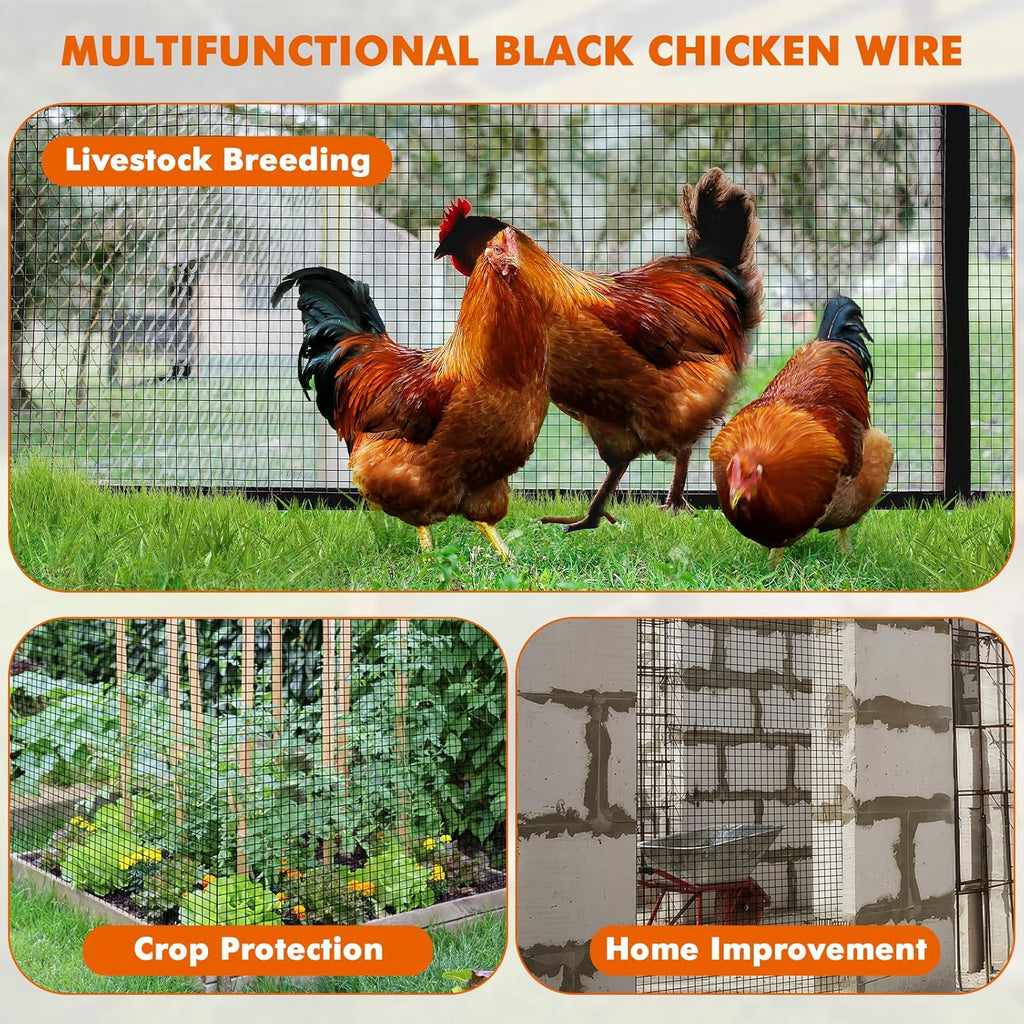 1/2 inch 36 x 100 ft 19 Gauge Black PVC Coated Galvanized Wire Mesh Roll C4786