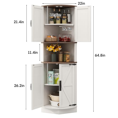 64.8" Tall Grey Corner Cabinet with 4 Doors and 5 Shelves G488