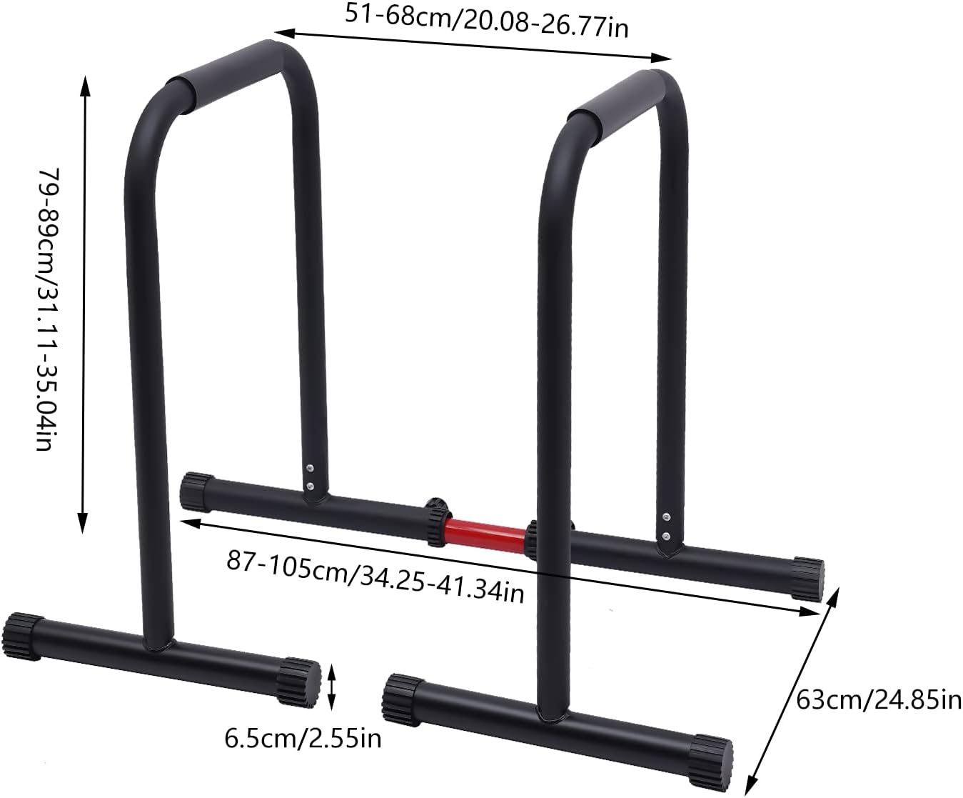 Black Heavy Duty Adjustable Dip Bar, 440 LBS Loading Capacity K879