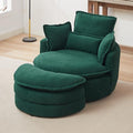 Oversized Corduroy Accent Barrel Chair with Storage Ottoman R758