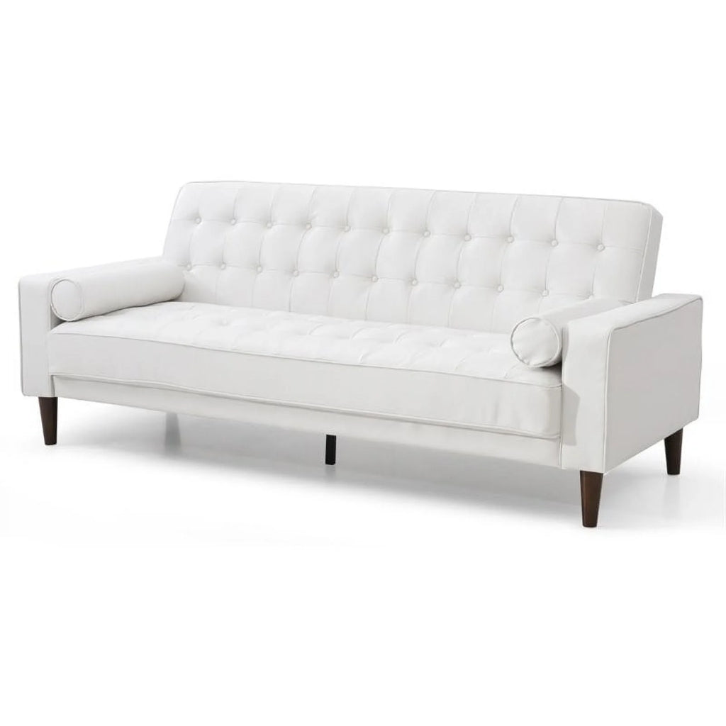 White Faux Leather Sleeper Sofa J686240