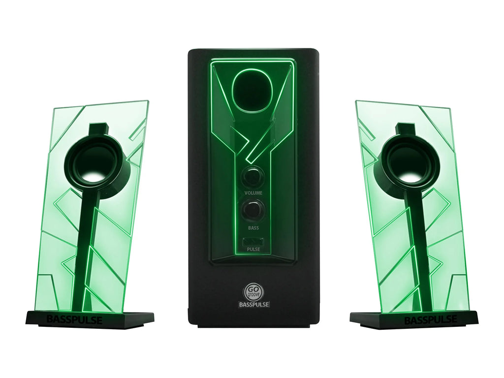Computer Speakers with Green LED Glow Lights N3642