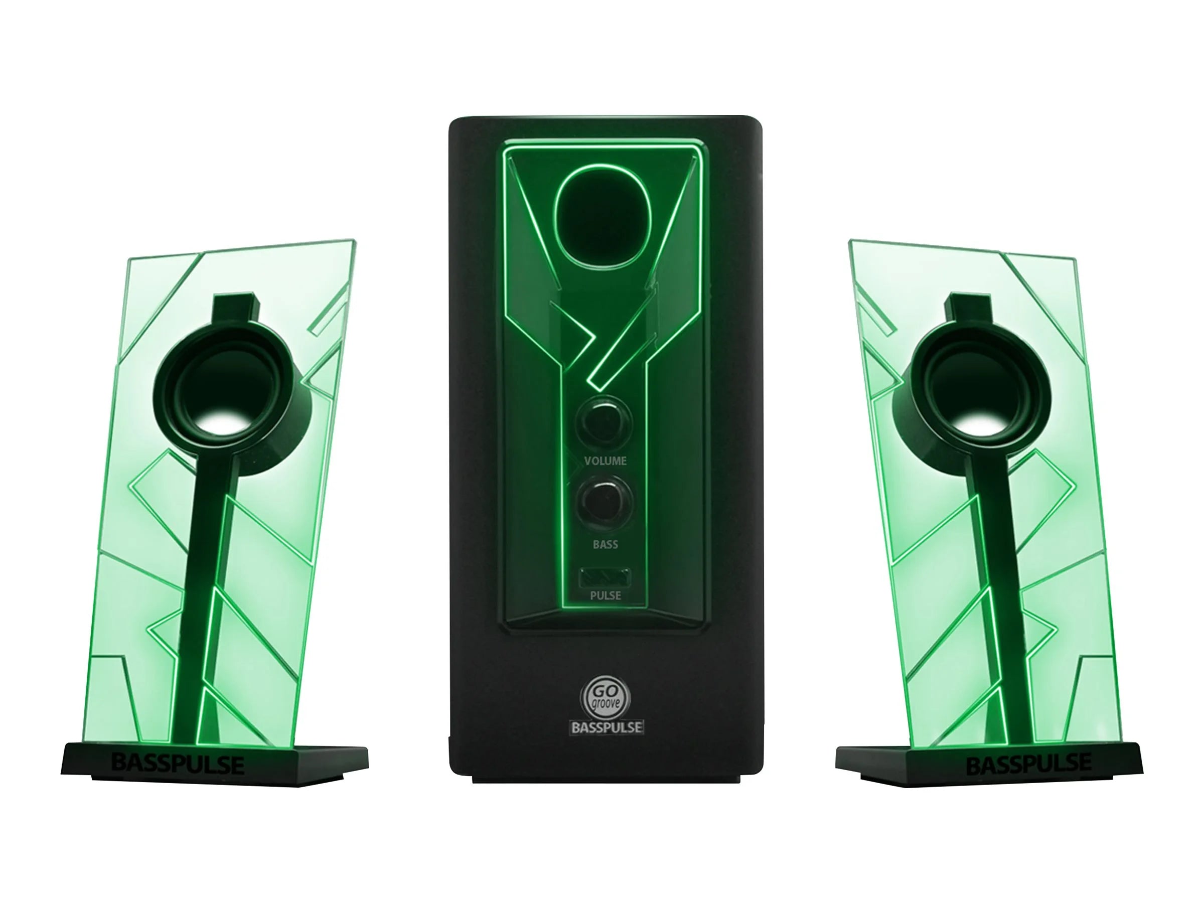 Computer Speakers with Green LED Glow Lights N3642