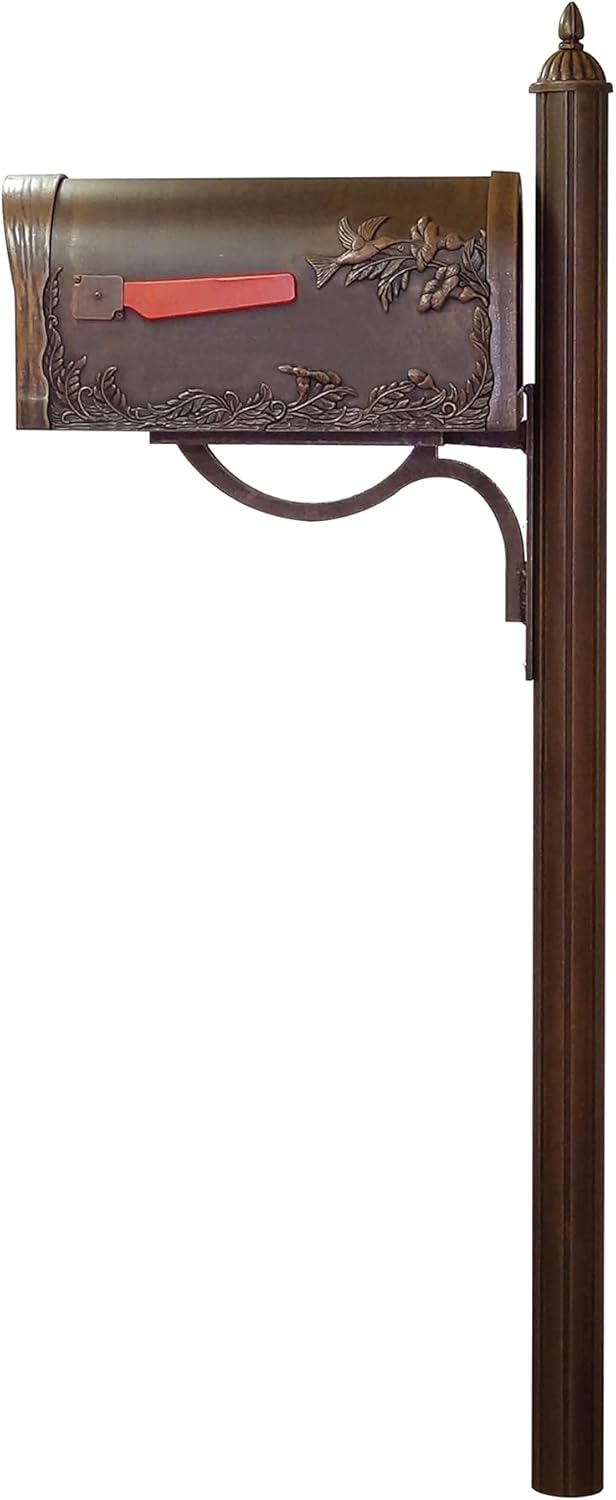 Copper Hummingbird Mailbox with Locking Insert and Mailbox Post P28720