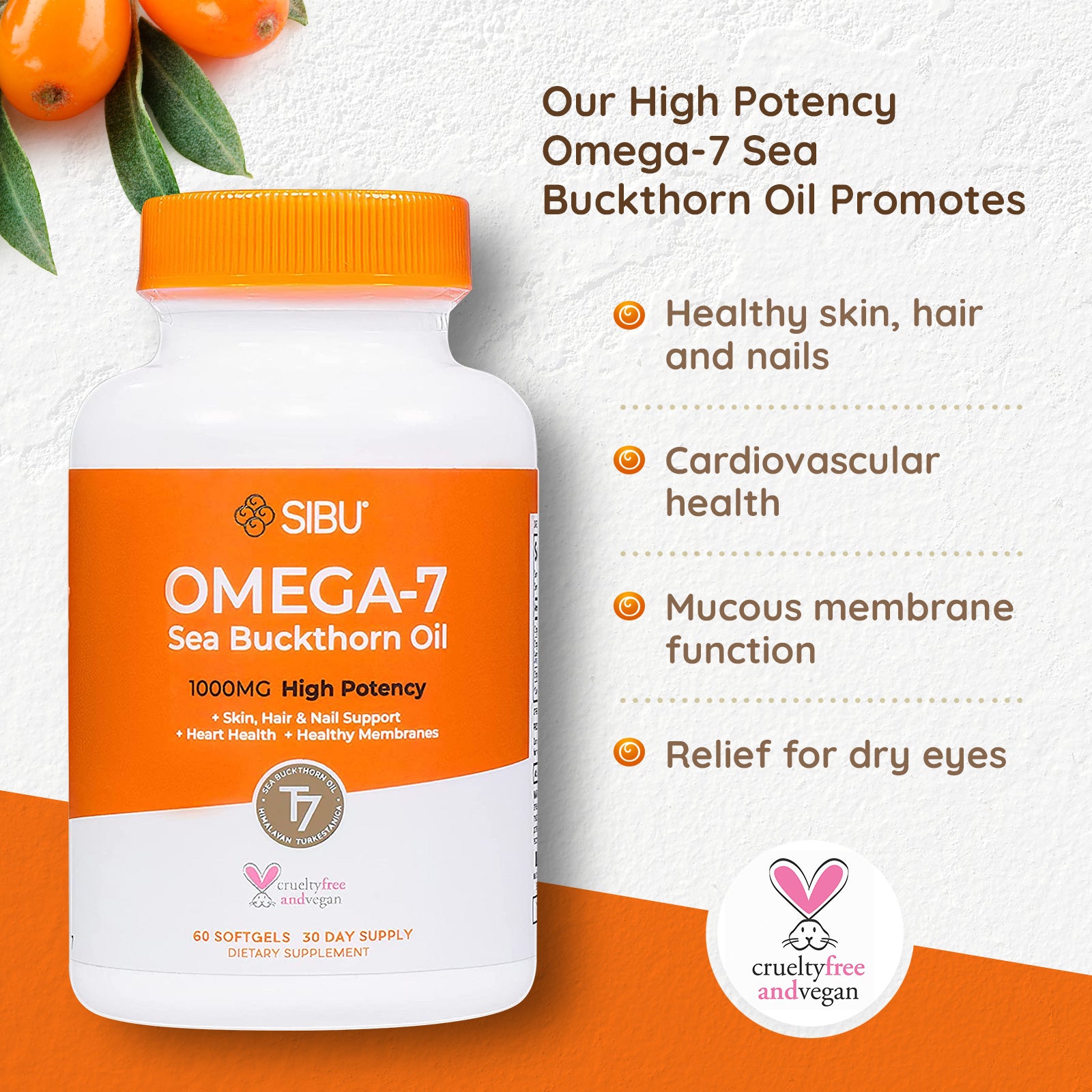 120ct Omega-7 Sea Buckthorn Softgels W758036