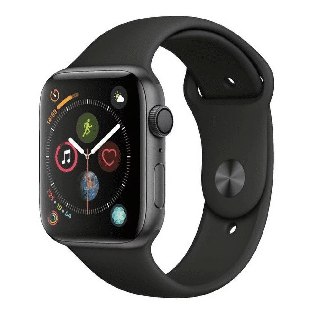 44MM Space Gray Aluminum Case Black Sport Band Refurbished Apple Watch Series 4 GPS W550258