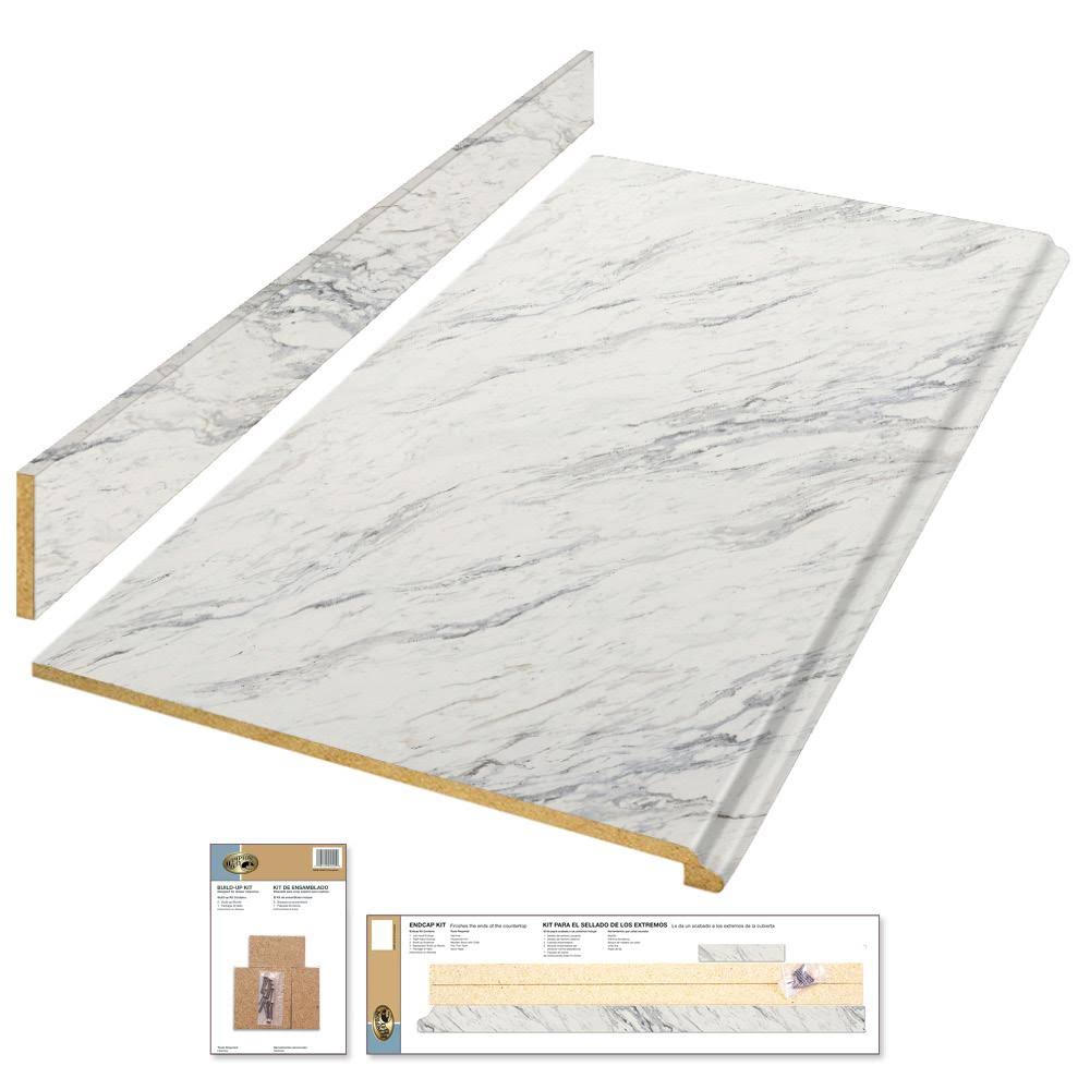 8 ft. Laminate Countertop Kit in Calcutta Marble with Valencia Edge T503847