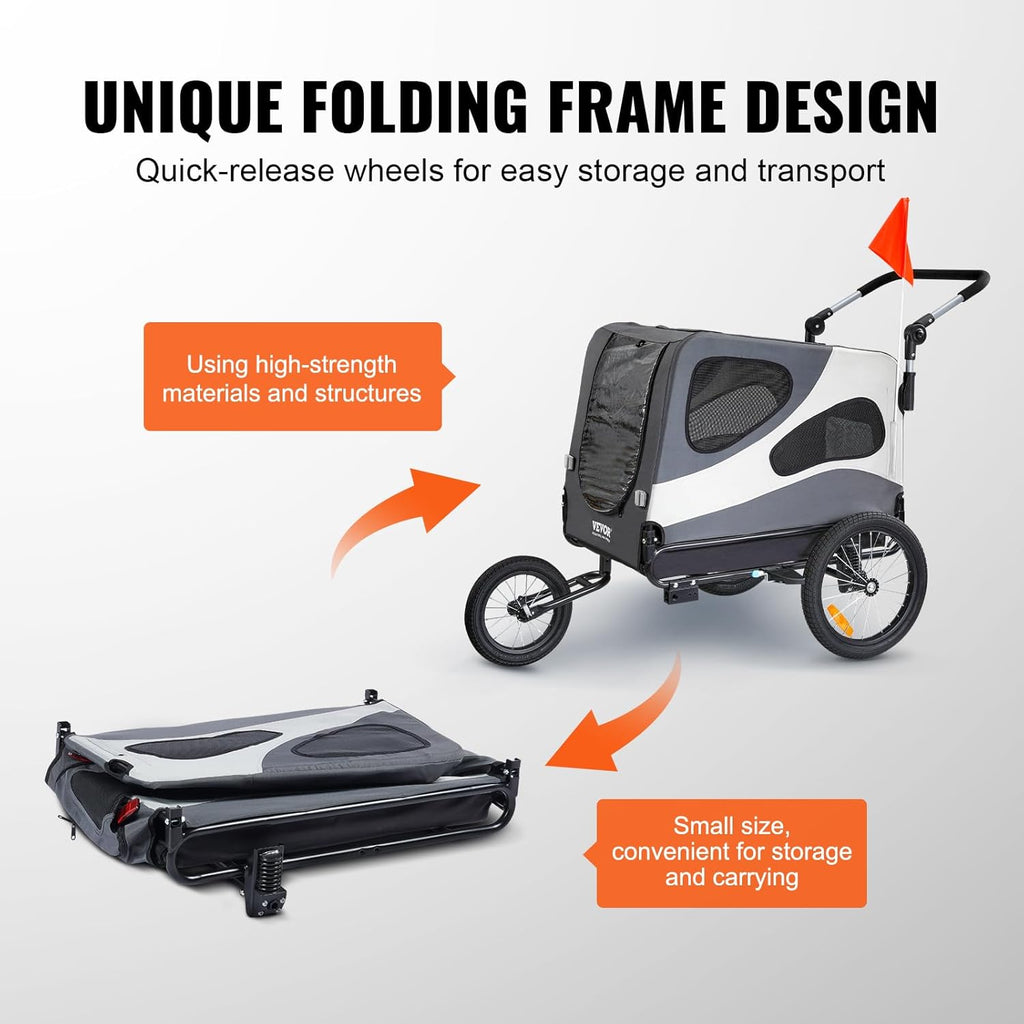Black/Gray Dog Bike Trailer with Quick Release Wheels X348