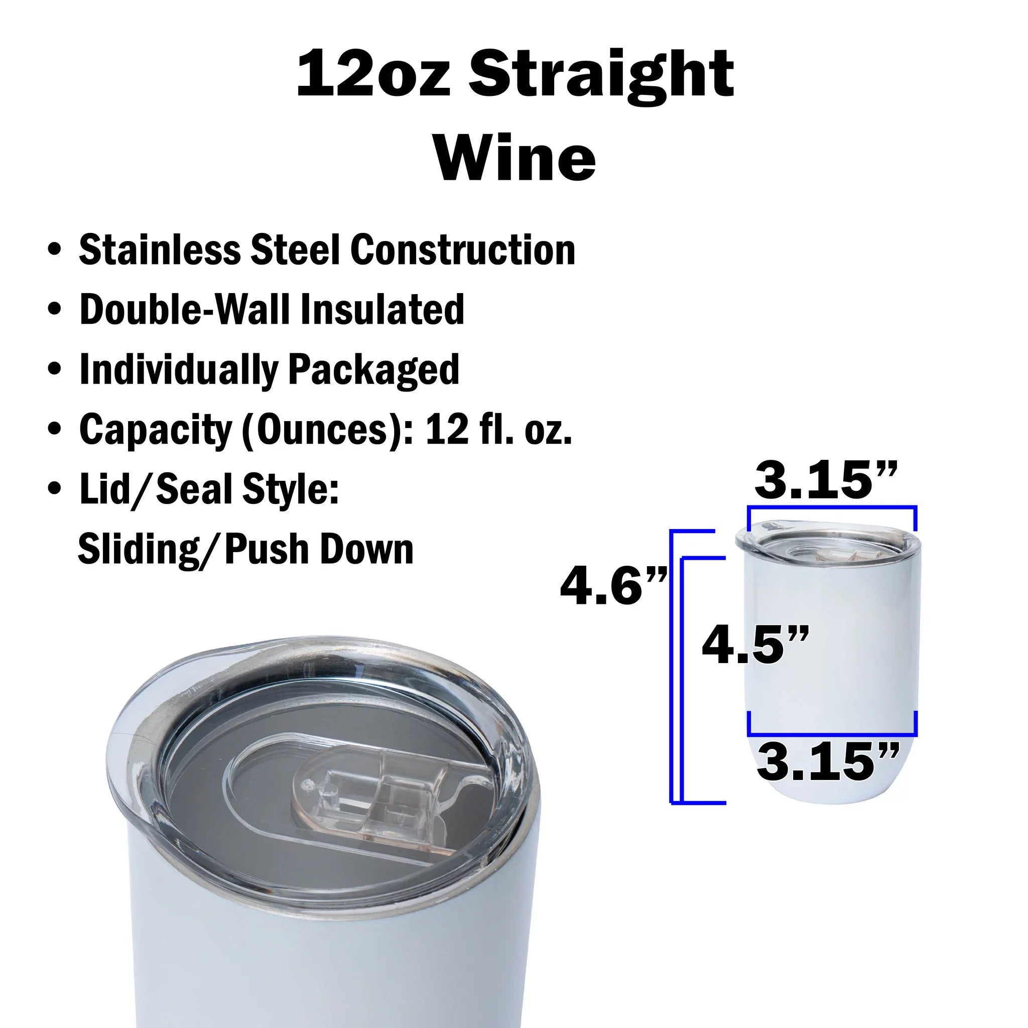 White 12oz Stainless Steel Insulated Travel Tumbler with Lid B71962