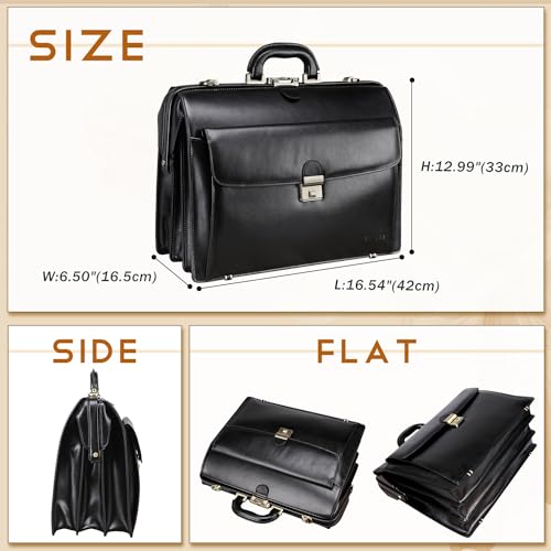 Leather Briefcase with Lock Attache Case 15.6 Inch Laptop Doctor Bag R615
