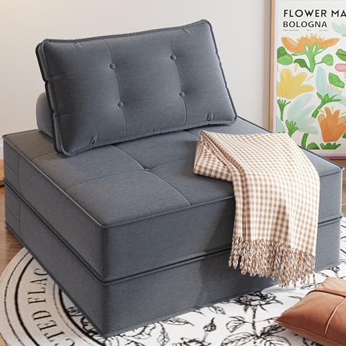 Beige Folding Sofa Bed with Pillow Y2272