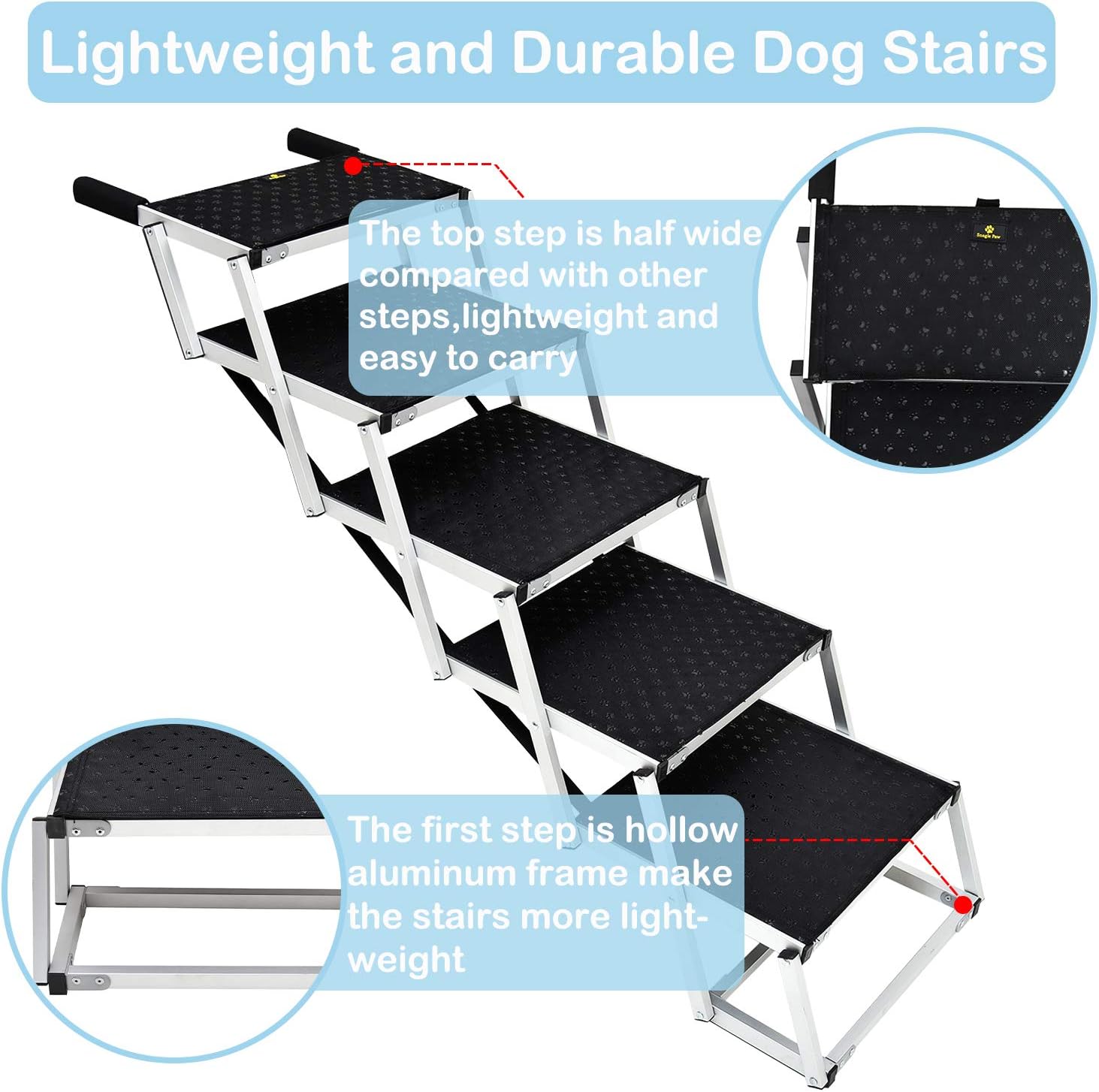 Folding 6 Steps Pet Dog Car Step Stairs Y219