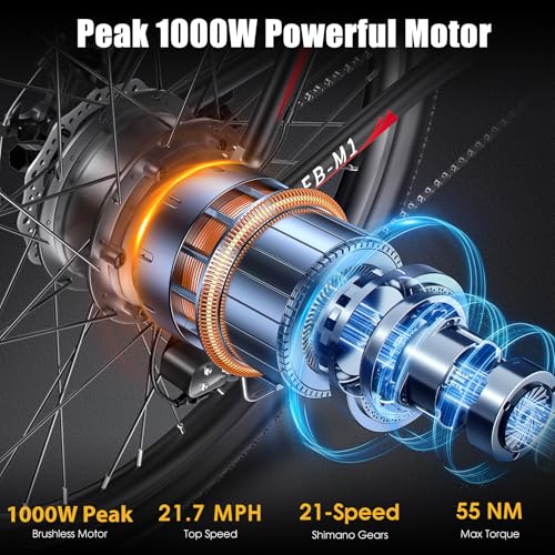 26" Electric Mountain Bike with 48V 374.4WH Battery, 21 Speed O5951