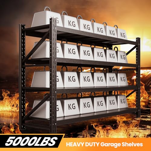 Black 4 Tier Steel Garage Shelving Unit C58456
