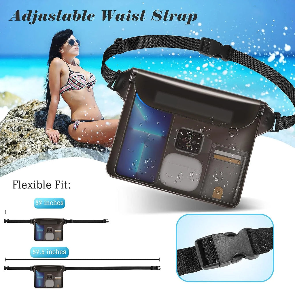 Black+White 2Pack Waterproof Pouch with Waist Strap J2188