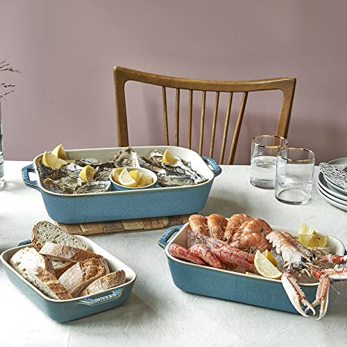3pc Dark Blue Ceramic Baking Dish Set N785