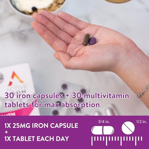 30 Active Iron High Potency Capsules with 30 Multivitamin Tablets X572