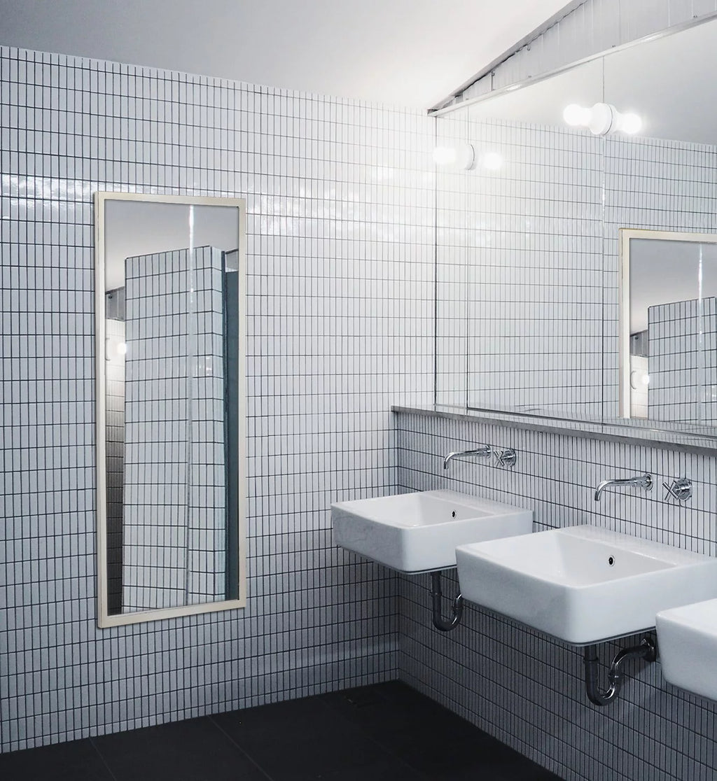 Polished Stainless Metal Silver Rectangle Full Length Wall Mirror (18" x 48") D75991