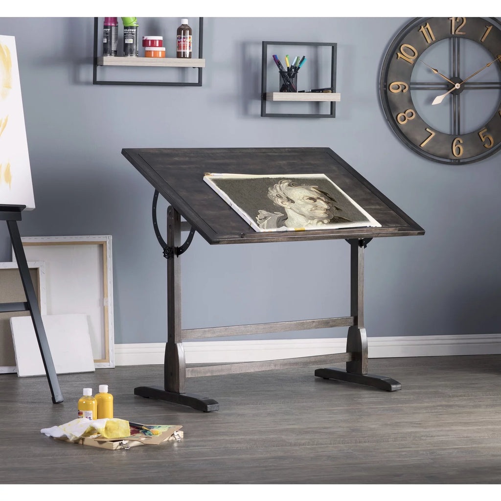 Solid Wood Drawing Table with 42" x 30" Adjustable Tilting Top S36076
