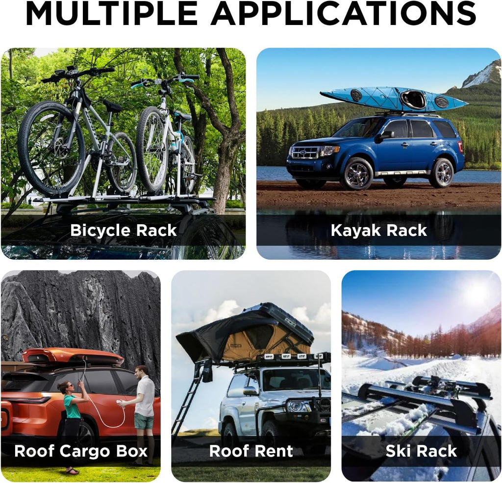 52" Adjustable Aluminum Roof Rack Cross Bars with 4 Locks S143099