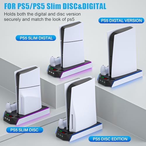 PS5 Stand and Cooling Station with Dual Controller Charging Station, White Z76126